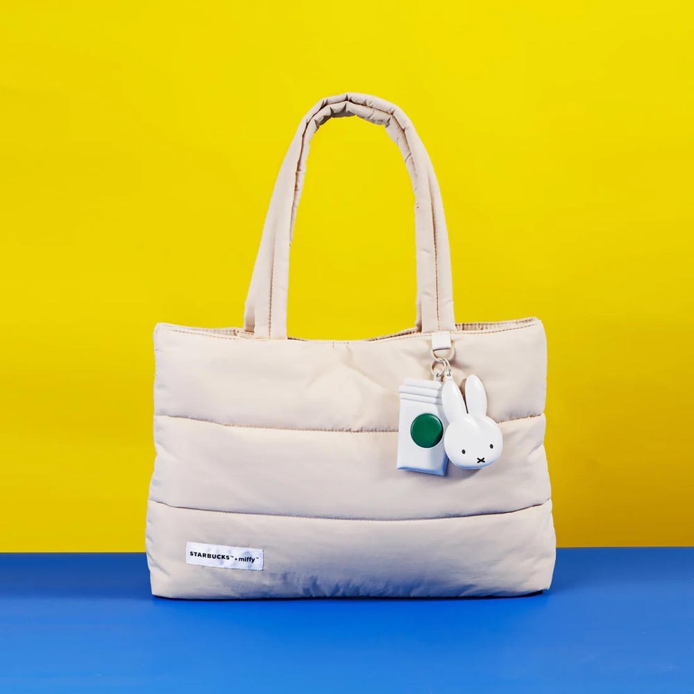NWT Starbucks + Miffy Puffer Tote Bag in Oat Singapore/Hong Kong EXCLUSIVE
